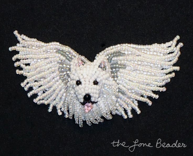 Custom Beaded American Eskimo Angel Pin Adventures in Bead Embroidery